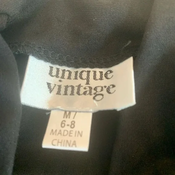 EUC Unique Vintage Black Gathered Neckline Friday Night Bodysuit Sz M - Picture 6 of 10